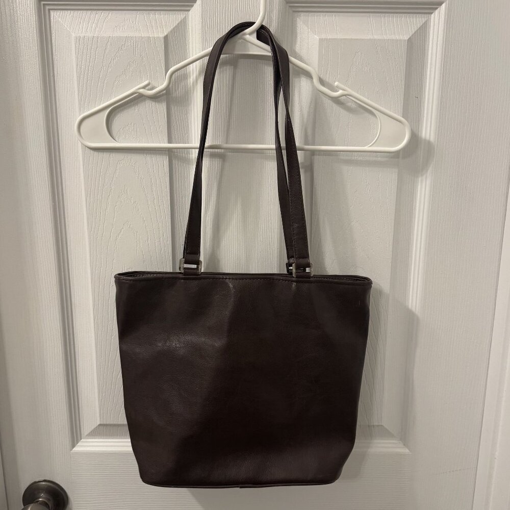 Sonoma Espresso Brown Leather Rectangle Shoulder Bag 90s Y2K Silver Hardware